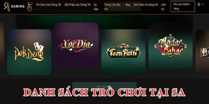 Danh sách trò chơi hấp dẫn tại SA Gaming